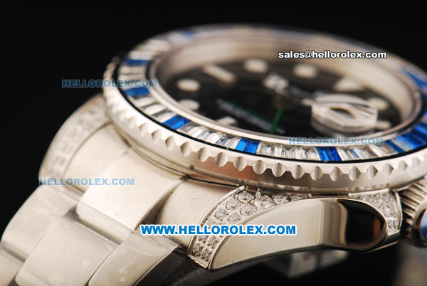 Rolex GMT Master II Swiss ETA 2836 Automatic Movement Full Steel with Black Dial and White Markers - Click Image to Close